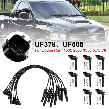 UF378 Ignition Coil+Spark Plug+Wire set For Dodge Ram 1500 2500 3500 5.7L V8  ..