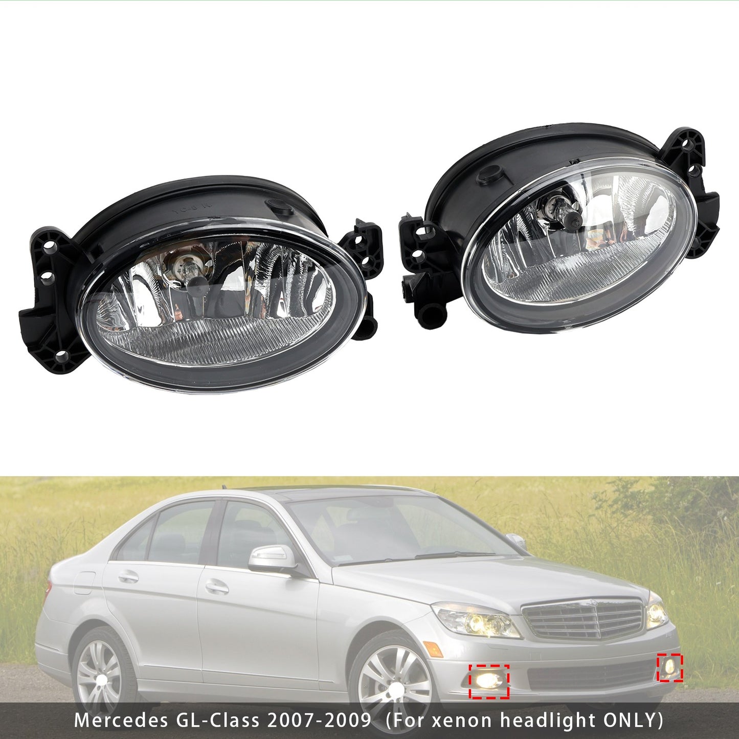 Pair Front  Fog Light Lamps With Bulbs For Mercedes Benz W204 W211 W164 C219