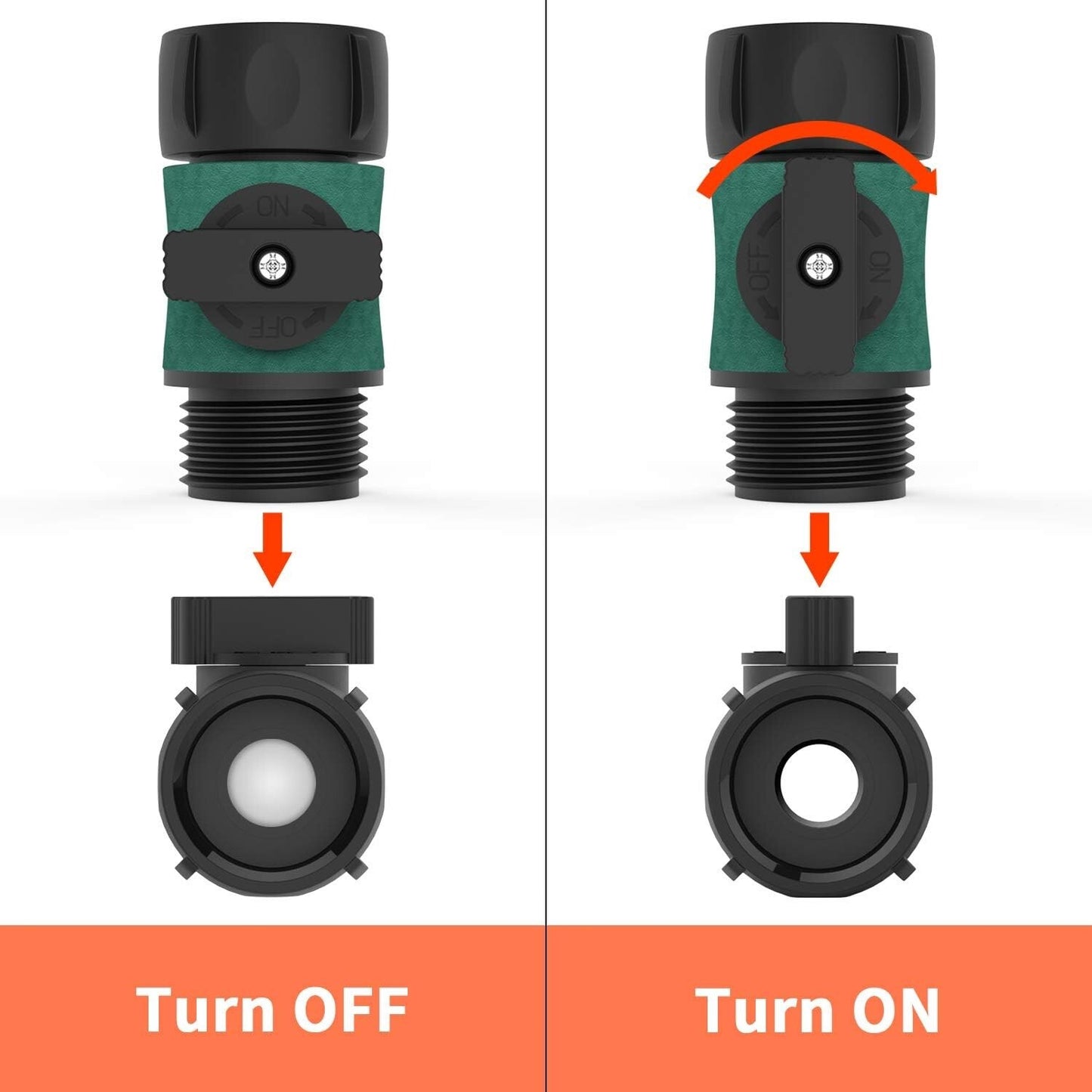 4X Plastic Garden Hose Connector  Water Turn Off Valve Shutoff 3/4 Inch GHT N828