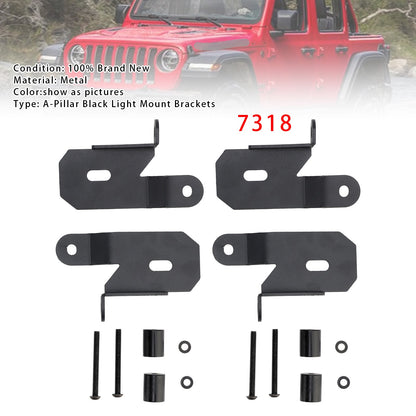 2 Pack 7318 A-Pillar Black Light Mount Brackets For Jeep Wrangler Jl 2018-2019