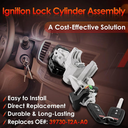 Ignition Switch Lock Cylinder w/ Remote Keys For 13-17 Honda Accord 39730-T2A-A0