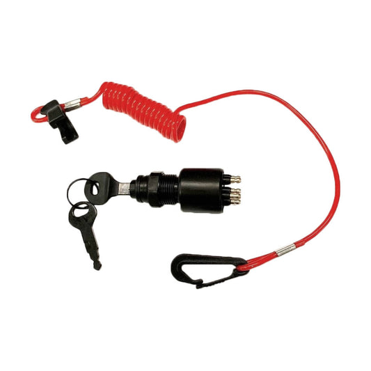 Solid Spare Ignition Key Switch & Safety Lanyard for Evinrude, Johnson, OMC 5005801, 175974