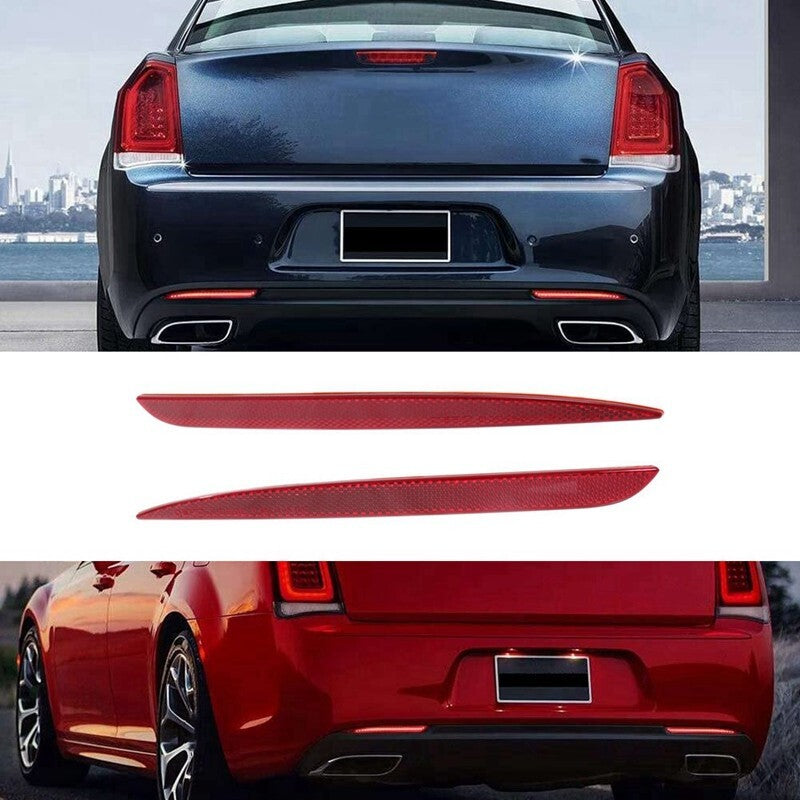 Red Lens Rear Bumper Reflectors Lights For 2015-2022 Chrysler 300 300C