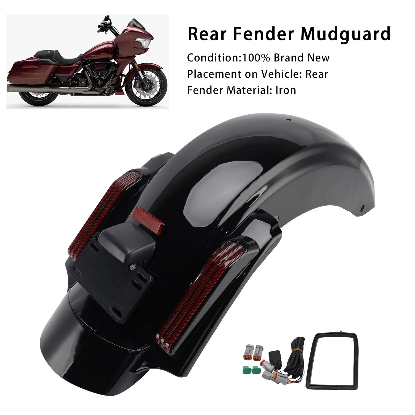 Rear Fender System Fit For Touring Road Glide Street Glide CVO 2023-2025 Red