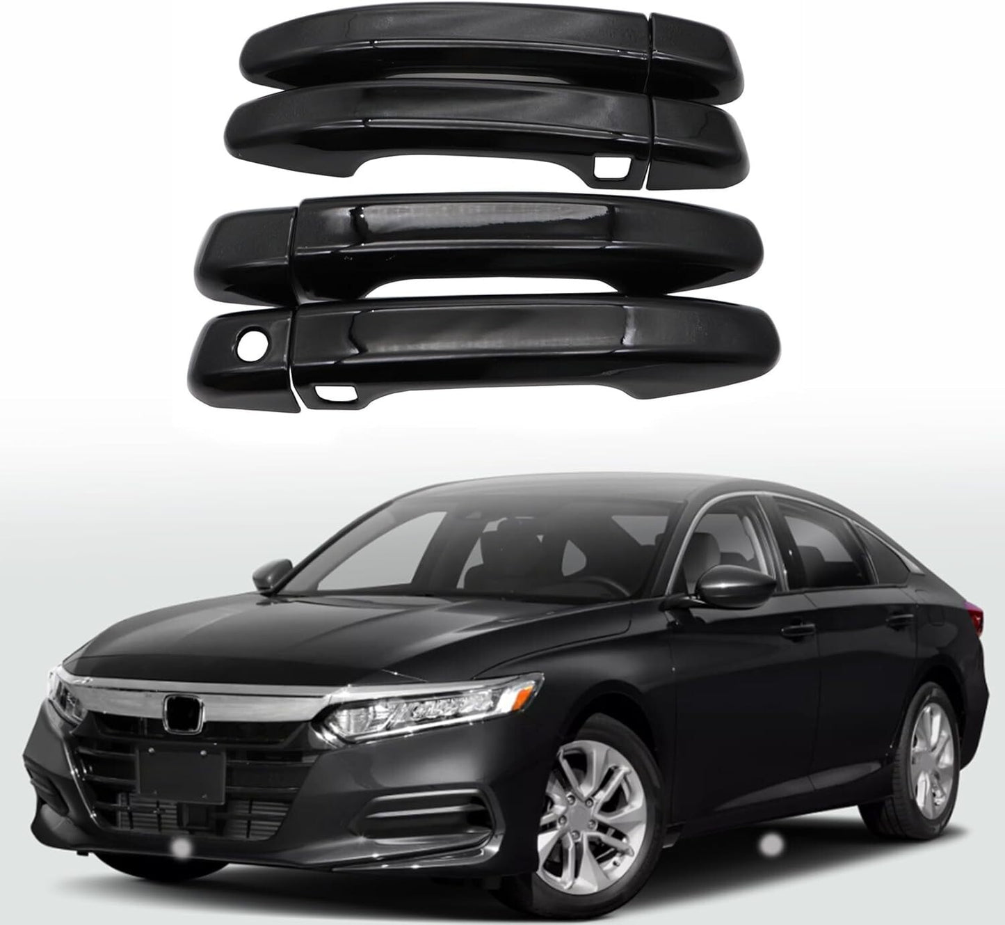 For 2018-2022 Honda Accord GLOSS BLACK Door Handle Covers WITH Front Smartkey