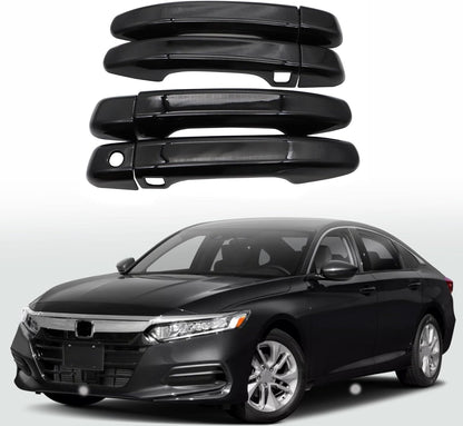 For 2018-2022 Honda Accord GLOSS BLACK Door Handle Covers WITH Front Smartkey