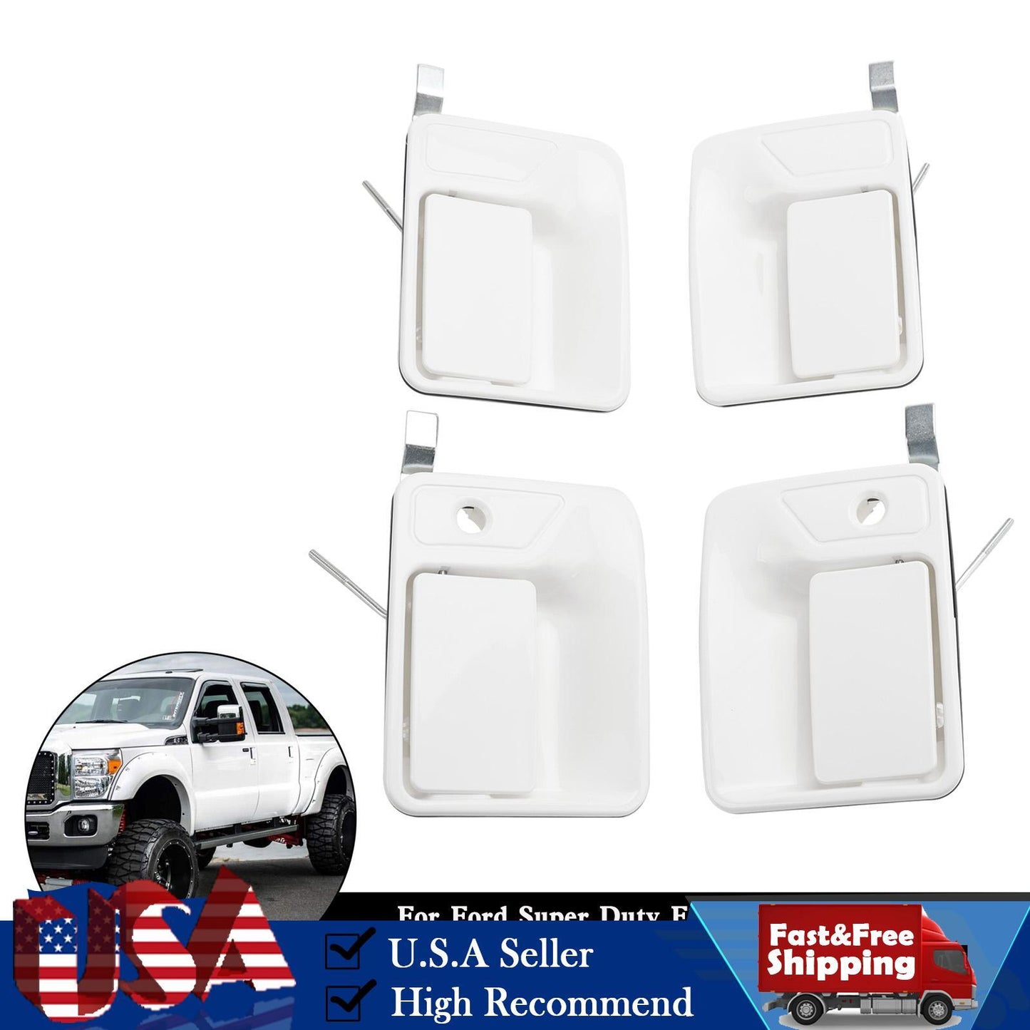 4PCS Exterior Door Handle For Ford Super Duty F250 F350 1999-2016