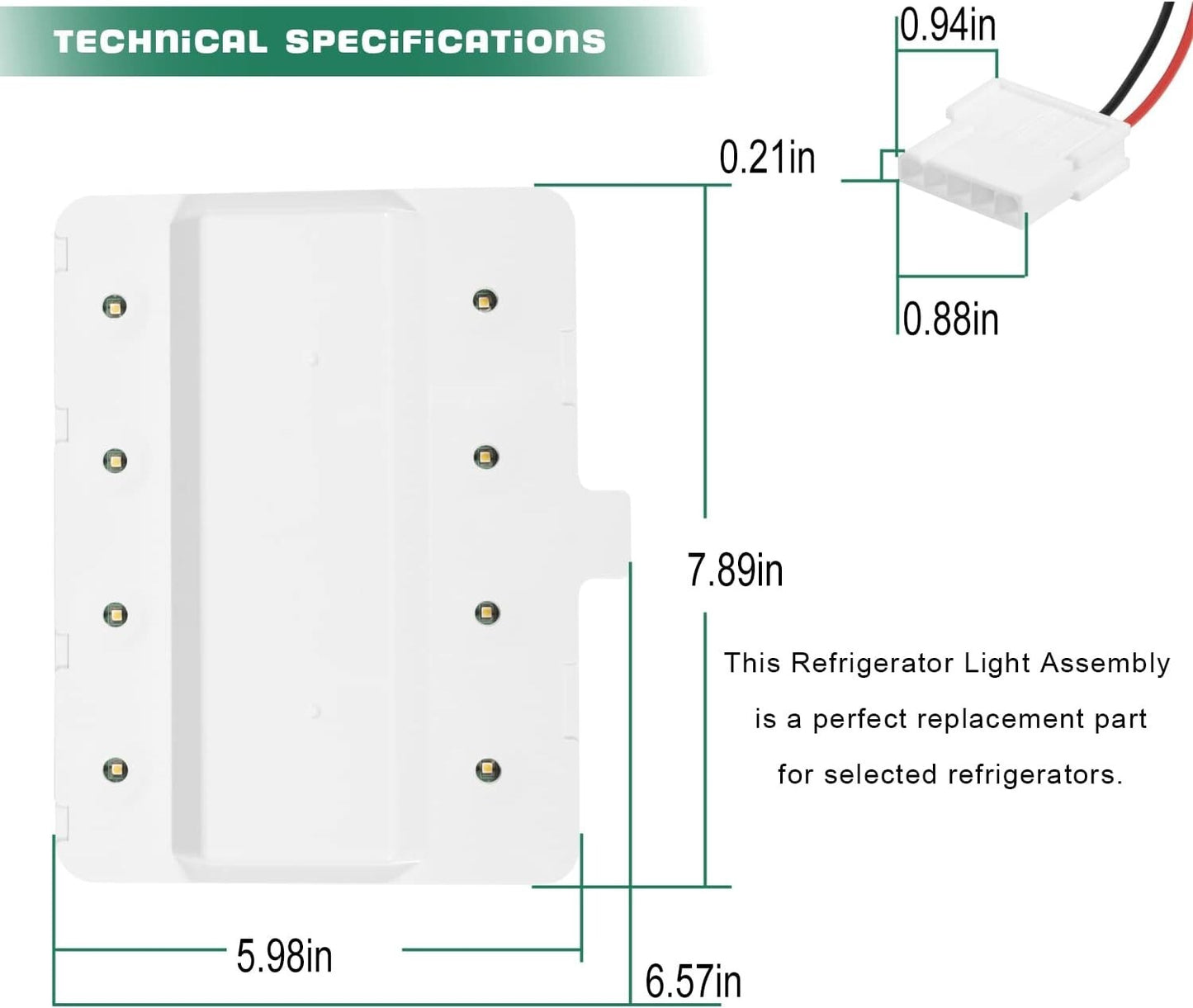 W11043011 Replacement LED Module Light Part for Whirlpool Refrigerator W10866538