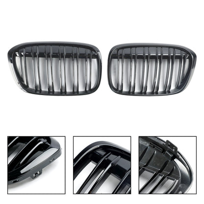 2PCS Gloss Black Front Kidney Grill Grille Fit BMW X1 F48 F49 2016-19 2017