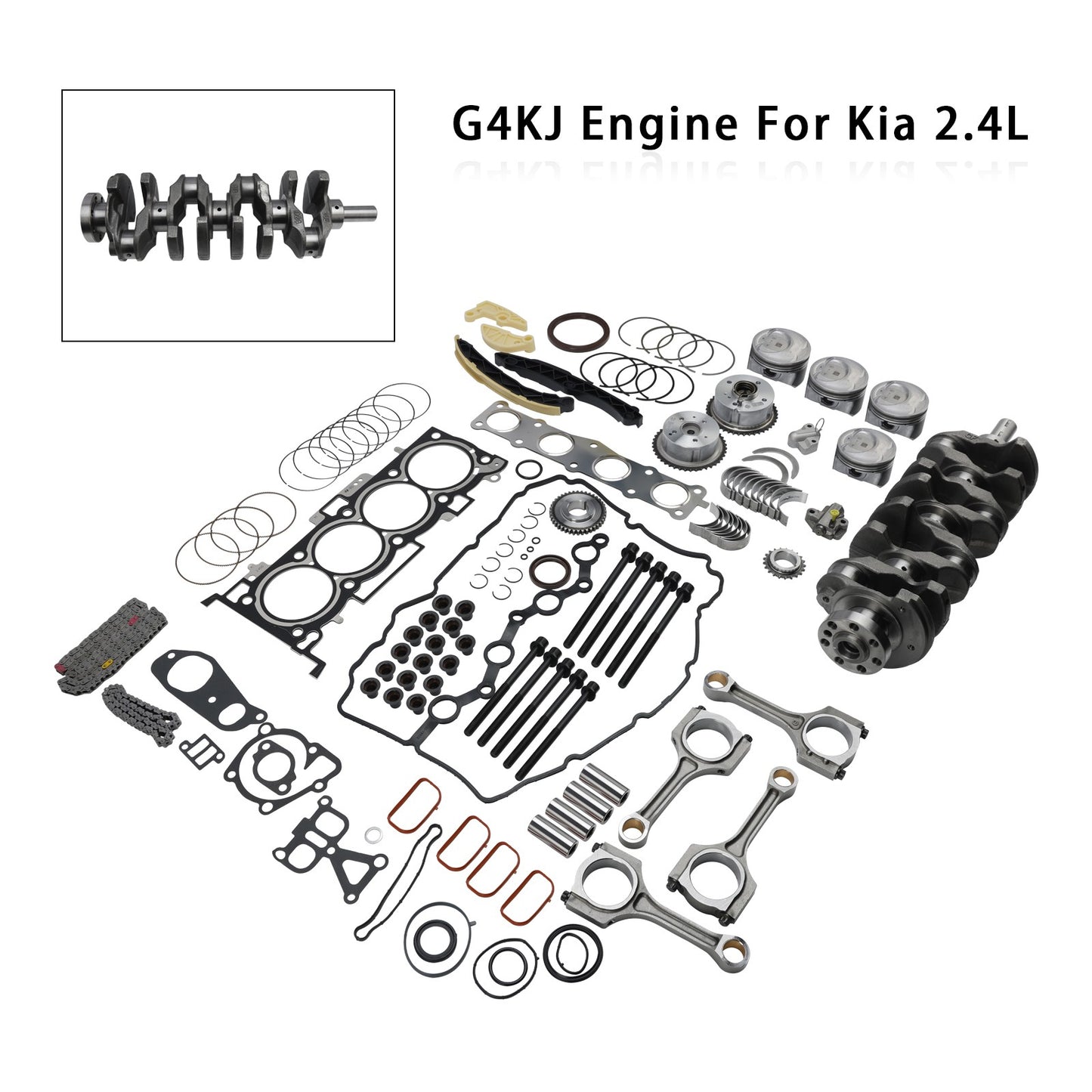 G4KJ Engine Overhaul Rebuild Kit w/Crankshaft & Rods & Timing Kit For Kia 2.4L