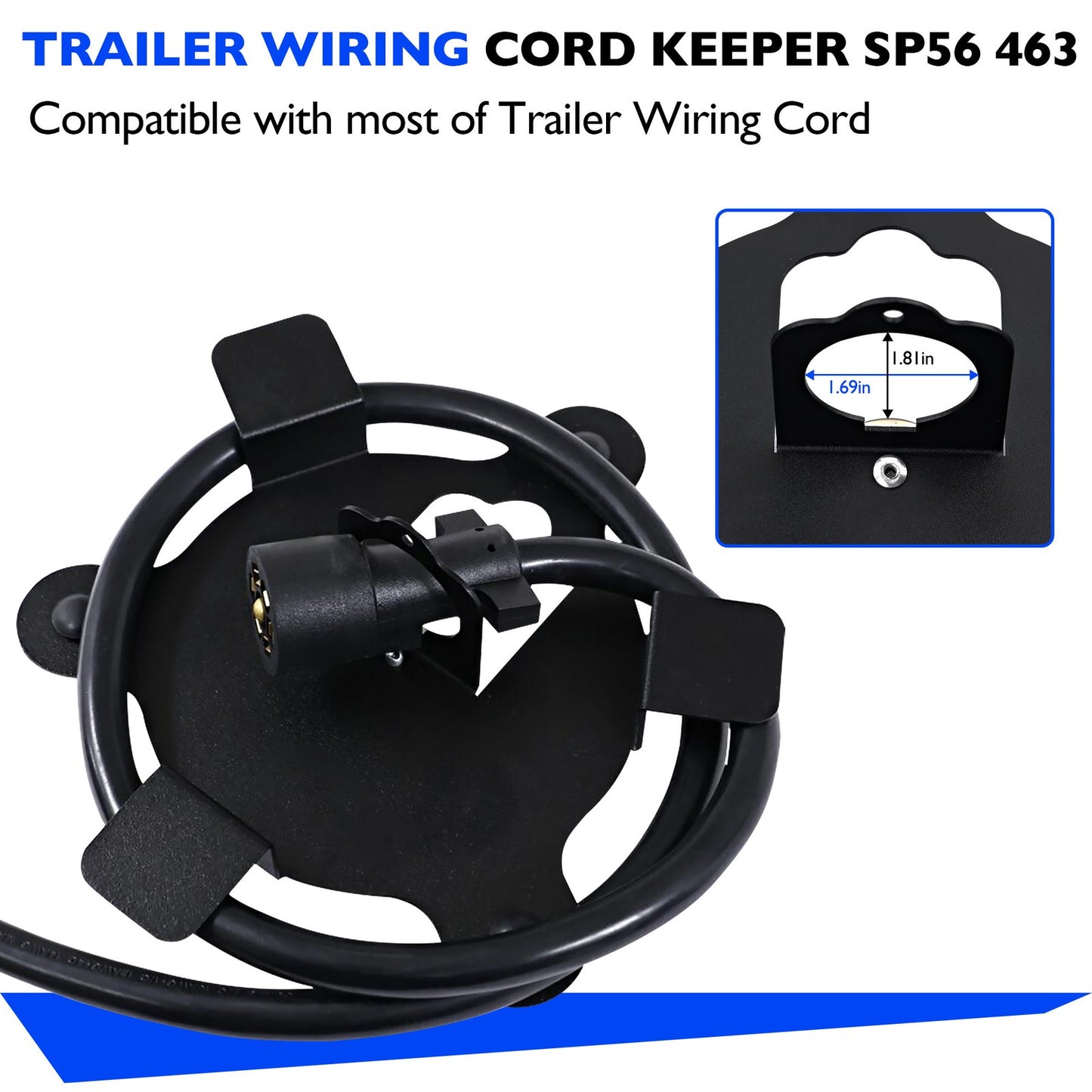 SP56-463 Trailer Wiring Cord Keeper Magnetic Pin Box Cord Holder For Trailers RV