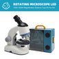 Rotating Microscope LED 100X-1200X Magnification Science Toys Kit For Kid White