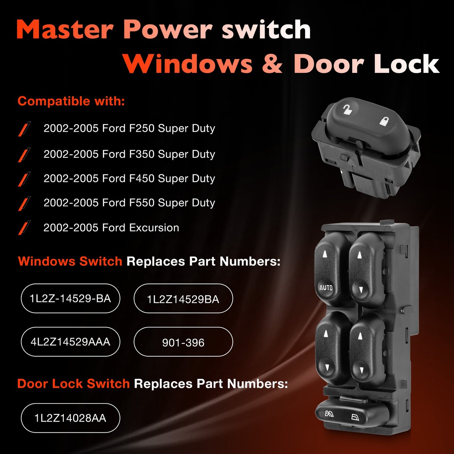 Master Power Window & Door Lock Switch Fit 2002-05 Ford F250 Excursion Explorer