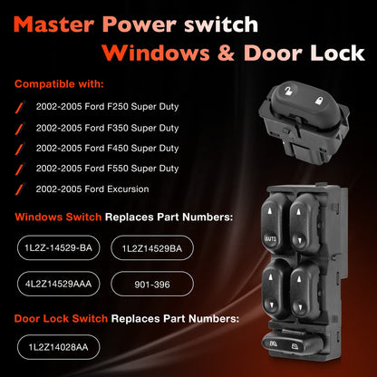 Master Power Window & Door Lock Switch Fit 2002-05 Ford F250 Excursion Explorer
