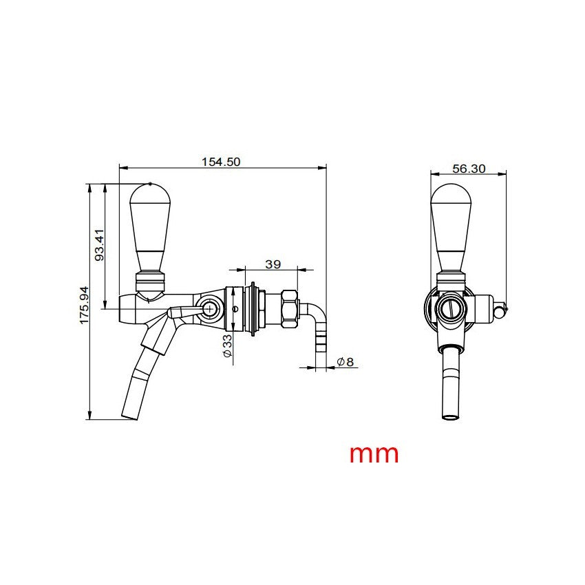 Adjustable Draft Beer Faucet G5/8 Shank w/ Chrome Plating For Kegerator Tap