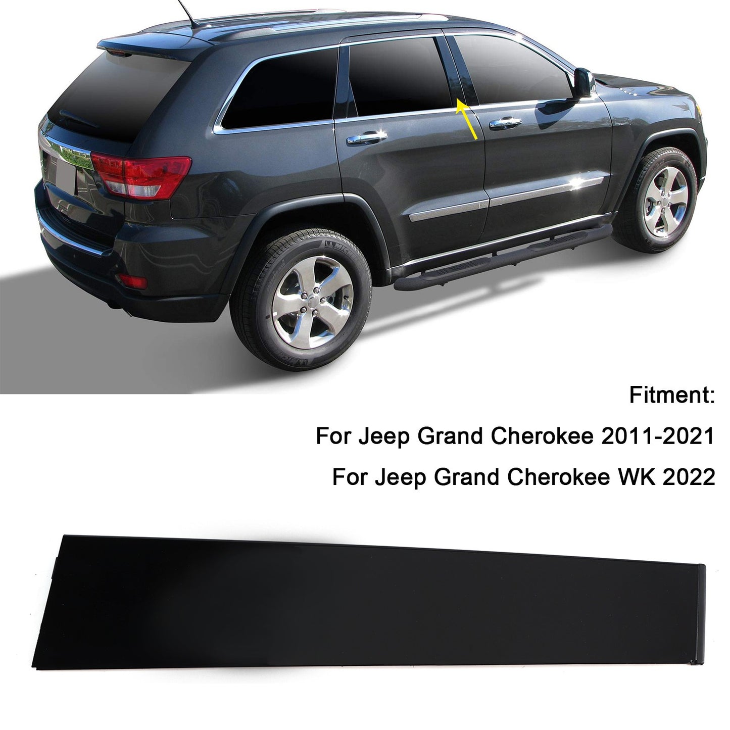 Right Rear Door Pillar Window Trim Applique B 57010446 For Jeep Cherokee 11-21