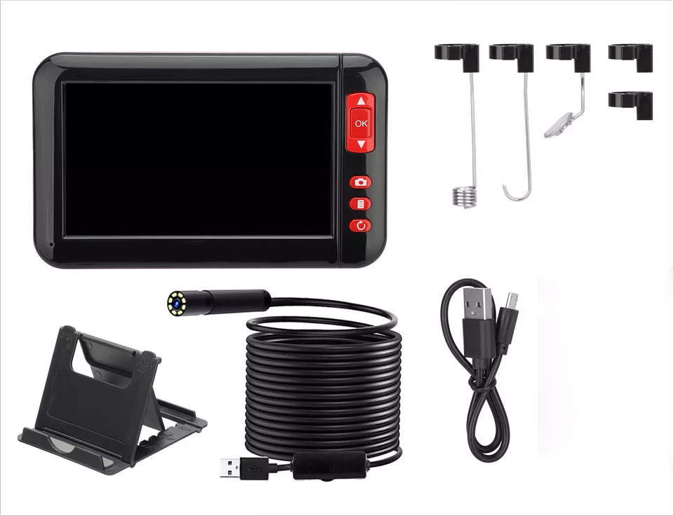 1080P HD Industrial Endoscope Borescope 4.3'' Screen 8mm Inspection Snake Camera