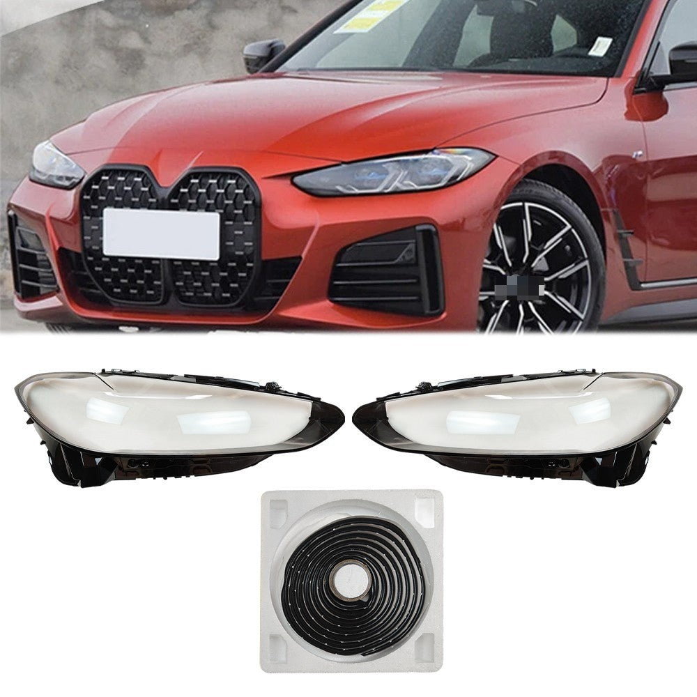 New A Pair Front Headlamp Lens Cover+Glue For 2020-2022 BMW 4 Series G22 G23
