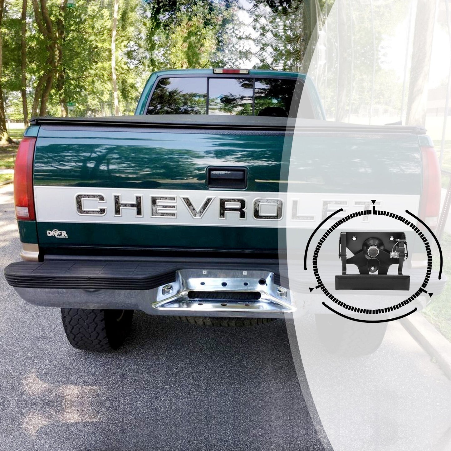 Metal Tailgate Handle & Plastic Bezel Set for 1988-2000 GMC C/K 1500 2500 3500