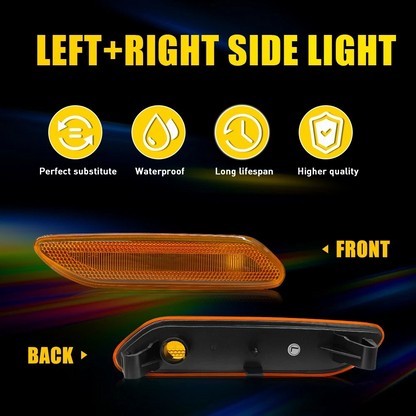 For Mini Cooper Countryman 2012-2017 R60 R61 Fender Side Marker Light Amber Lens