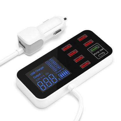 Car Charger USB PD5V1A QC3.0 Display Small Car 8 Port Car Cigarette Lighter