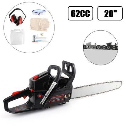 ??62cc Gas Chainsaw 20" Bar Gasoline Powered Chain Saw 2 Cycle Engine Cutting