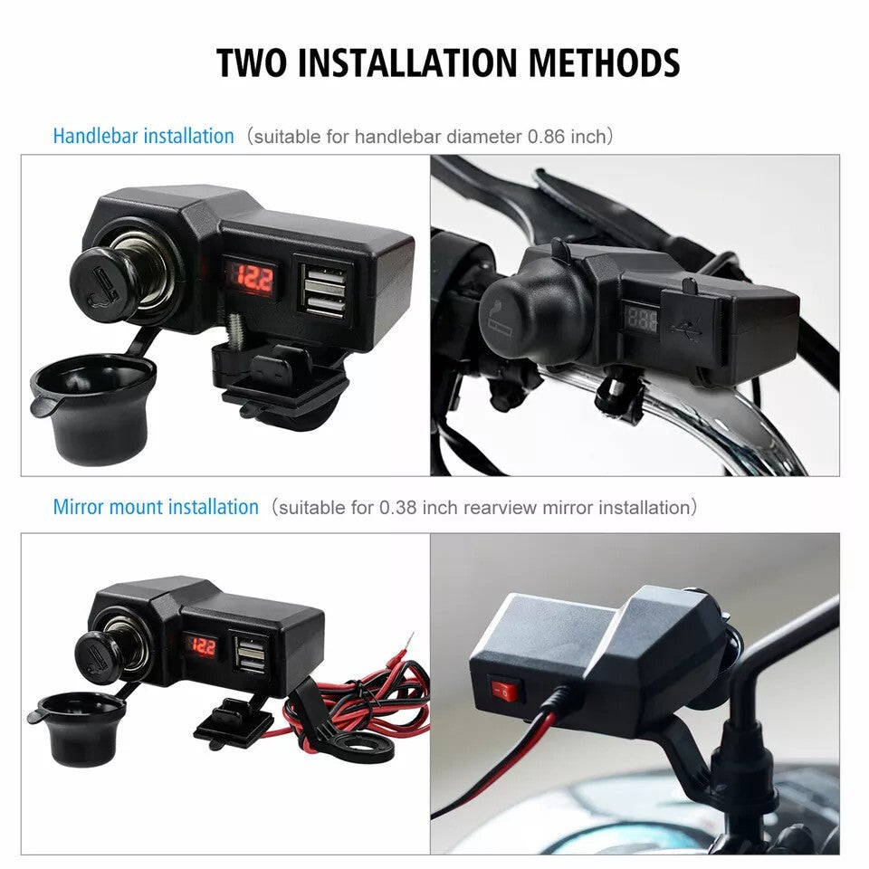 12V Waterproof Motorcycle Accessories Dual USB Charger Power Port Adapter Socket