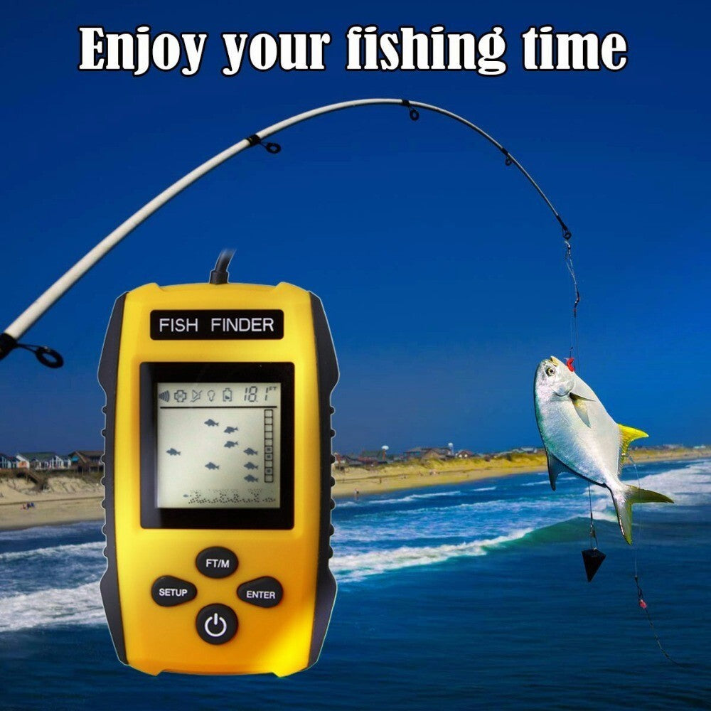 328FT Portable Fish Finder Depth Echo Sonar Alarm Sensor Transducer Fishfinder