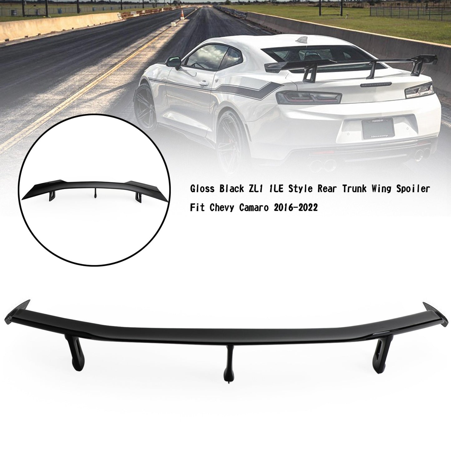 Gloss Black ZL1 1LE Style Rear Trunk Wing Spoiler Fit Chevy Camaro 2016-2022