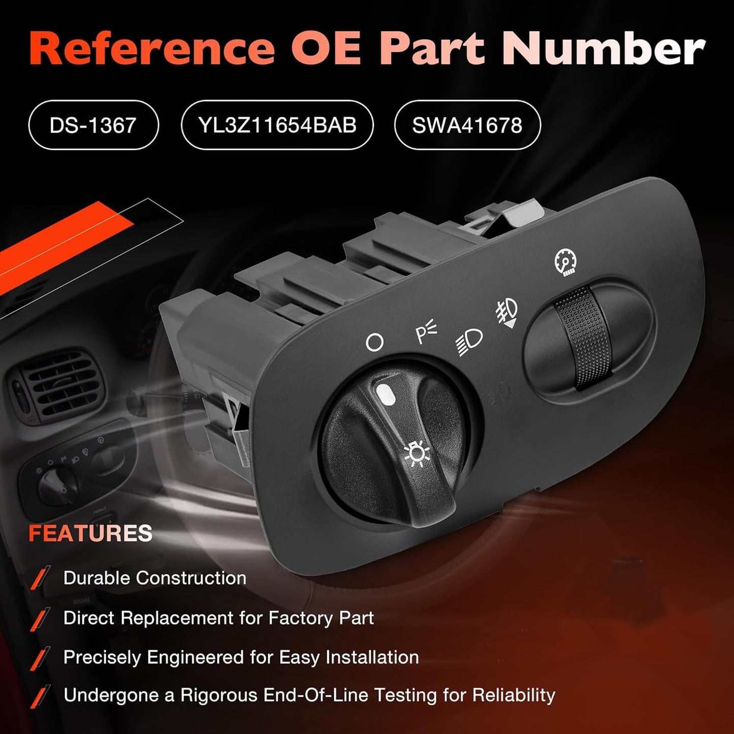 Headlight Switch w/ Fog Light Function For 00-04 Ford F-150 Heritage Expedition