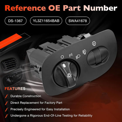 Headlight Switch w/ Fog Light Function For 00-04 Ford F-150 Heritage Expedition
