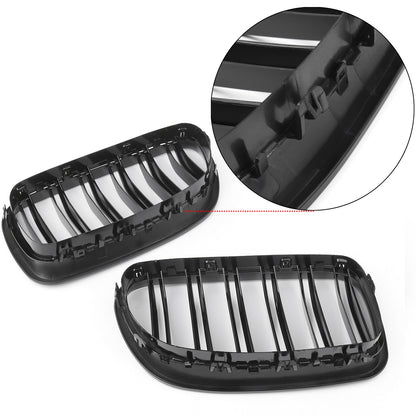Gloss Black Front Kidney Grille Fit BMW 5 Series F11 F10 2010-2016 Dual Slats
