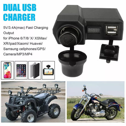 12V Waterproof Motorcycle Accessories Dual USB Charger Power Port Adapter Socket