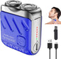 Double Ring Pocket Travel Shaver Mini Men Shaver Portable Beard Razor Blue