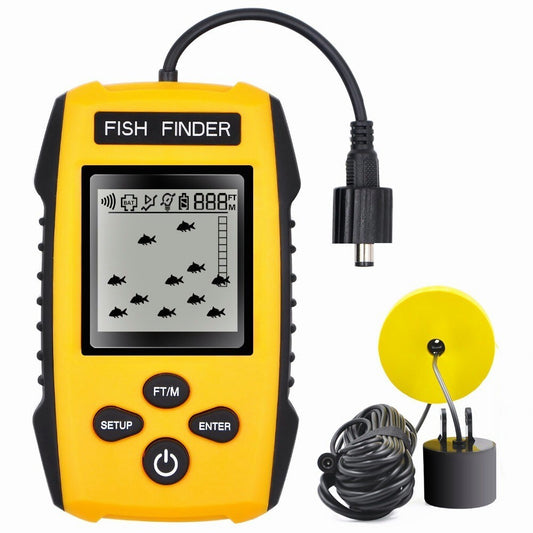 328FT Portable Fish Finder Depth Echo Sonar Alarm Sensor Transducer Fishfinder