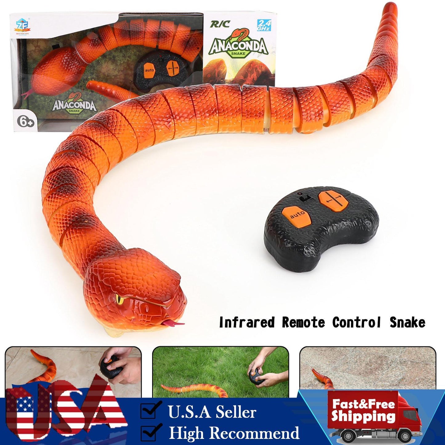 RC Anaconda Snake Remote Control Infrared Animal Prank Fun Toy Gift For Children