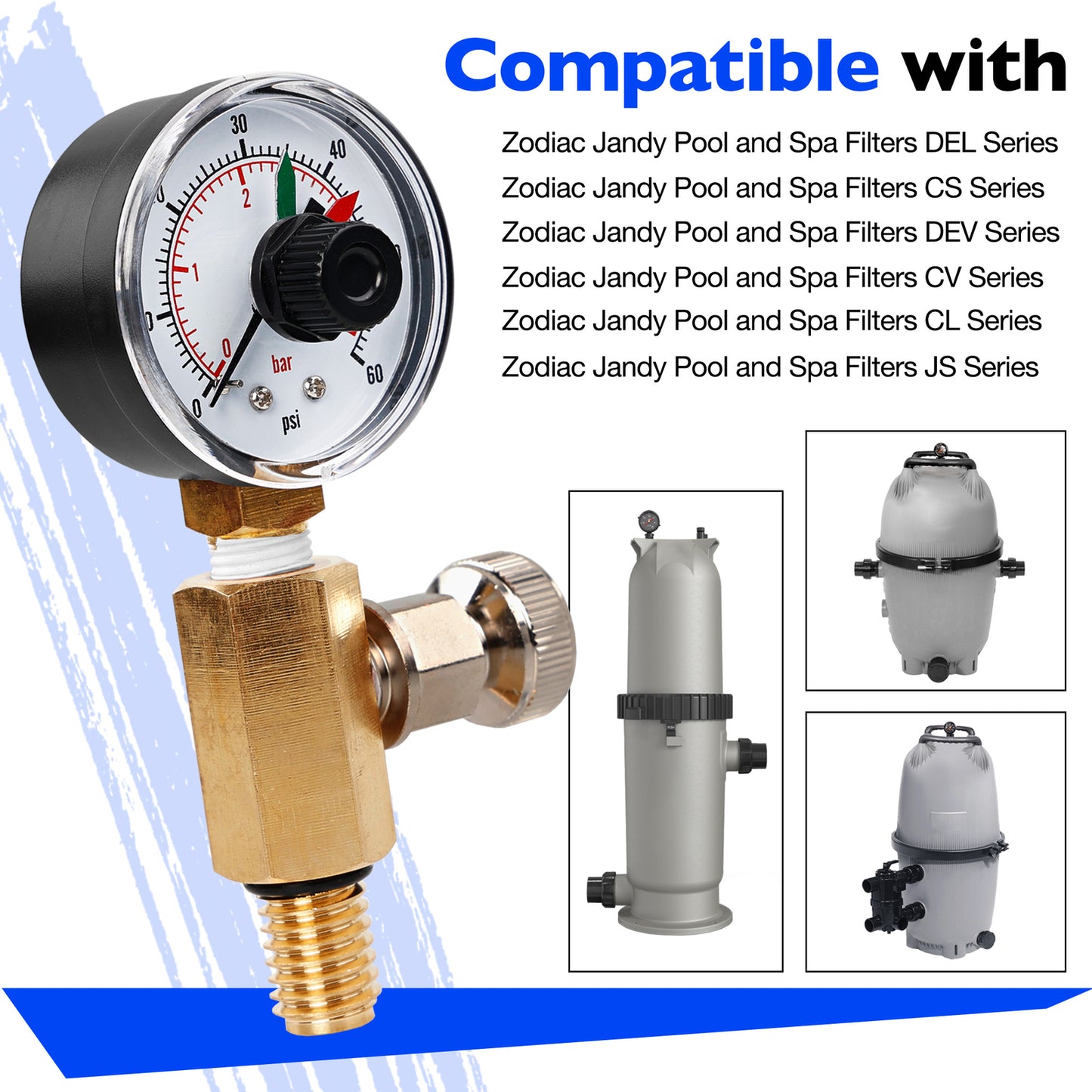 Filter Pressure Gauge Air Relief Valve Assy For Jandy Pool CV CL DEV R0357200