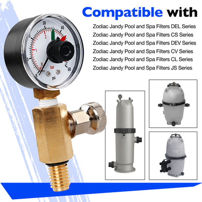 Filter Pressure Gauge Air Relief Valve Assy For Jandy Pool CV CL DEV R0357200