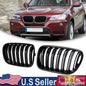 Gloss Black Front Bumper Kidney Grille Grill Fit BMW X3 F25 2011-2014 Dual Line