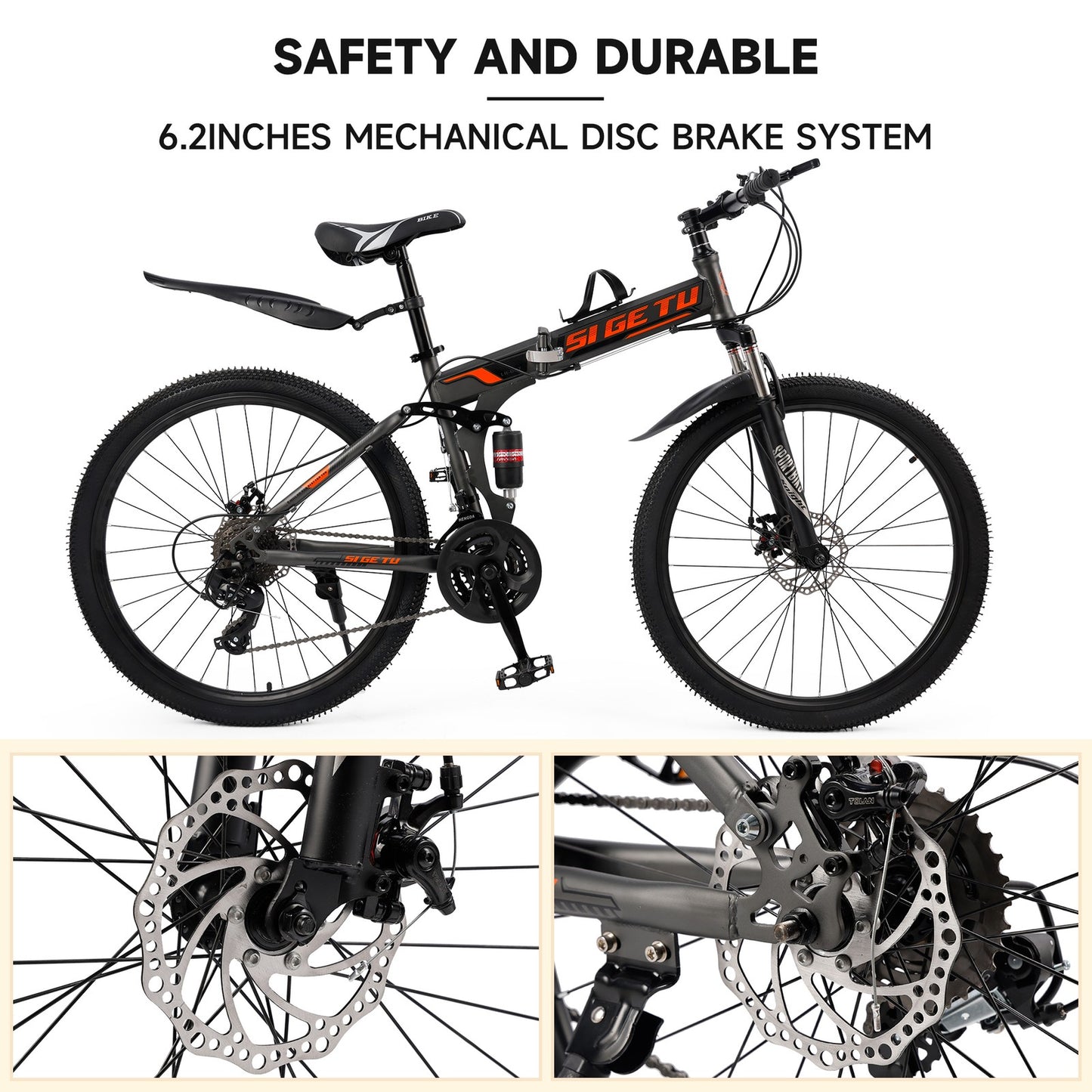 26" wheels 27 speed double disc brake folding mountain bike MTB for adults