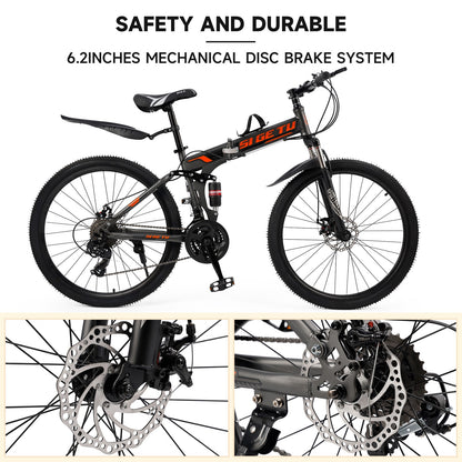 26" wheels 27 speed double disc brake folding mountain bike MTB for adults