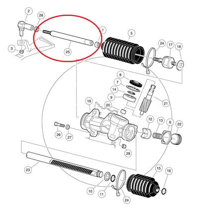 Steering Drag Link with Male Thread For Club Car DS Carts 103653401, 1036534-01