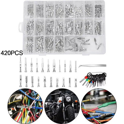 420PCS Connector Pins 21 Types Electrical Wire Terminal Kit,18PCS Extractor Tool