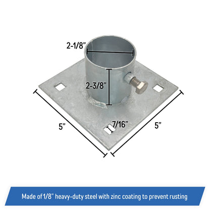 Stationary Dock Base Plate Hardware, 5" x 5" - Heavy-Duty Galvanized Steel (2)