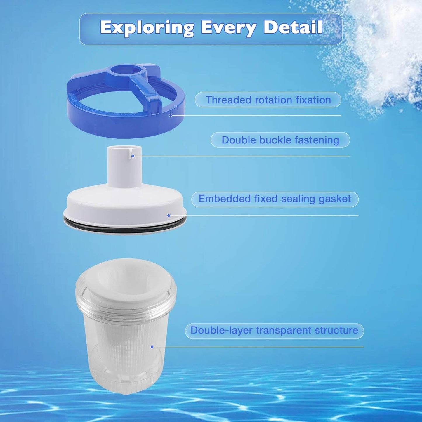In-line Pool Leaf Catcher Canister w/Basket For Hayward W560 PoolVac Pool Vacuum