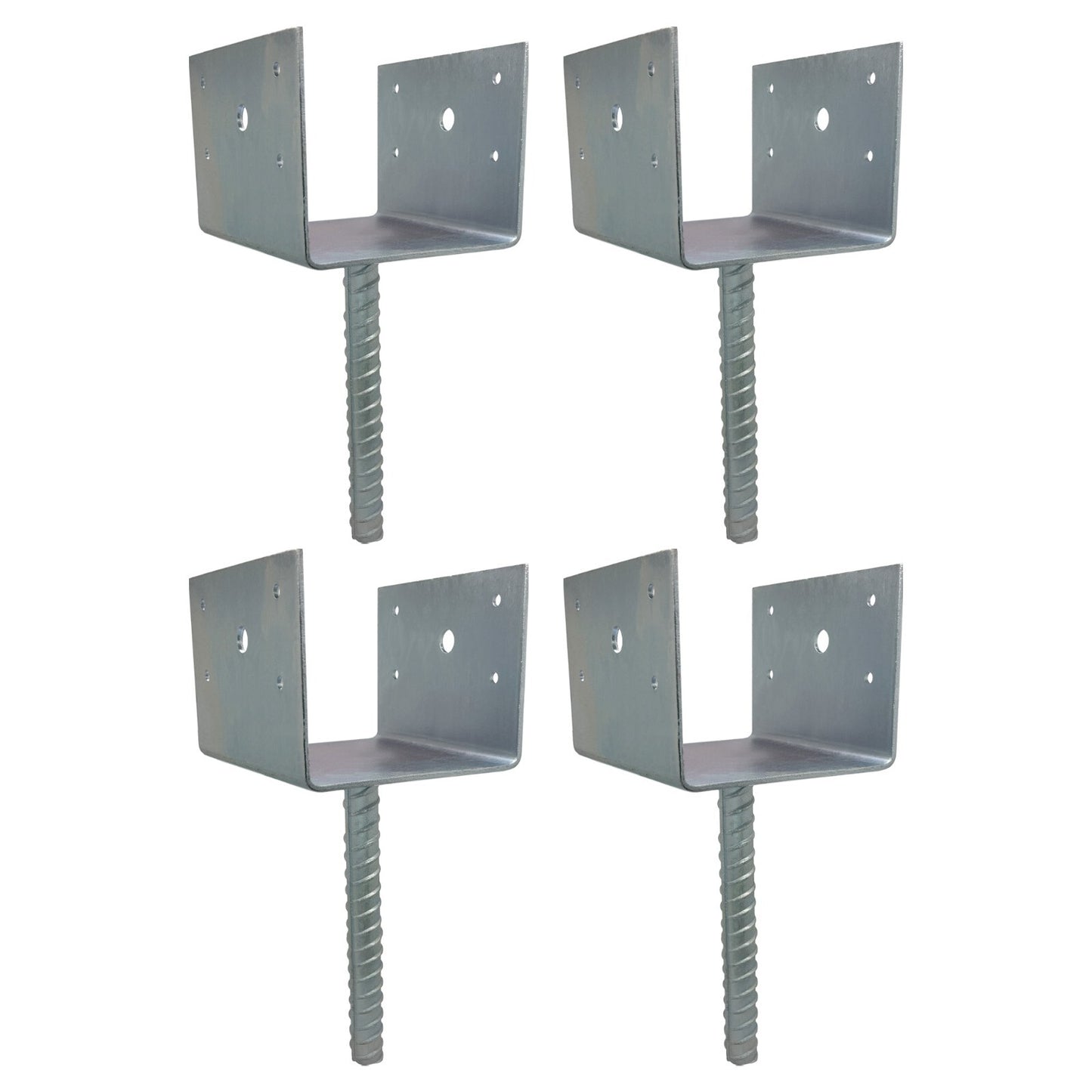 U Shaped 6x6 Deck Post Concrete Anchor Spike Fence Base, Zinc Plated (4)