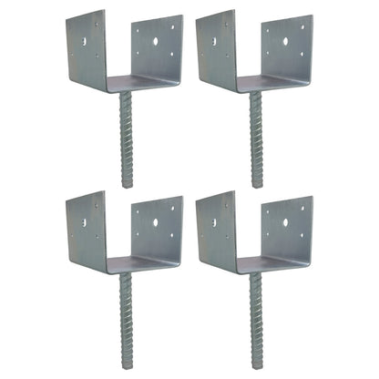 U Shaped 6x6 Deck Post Concrete Anchor Spike Fence Base, Zinc Plated (4)