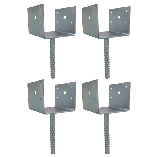 Solid Spare U Shaped 6x6 Deck Post Concrete Anchor Spike Fence Base, Zinc Plated (4)