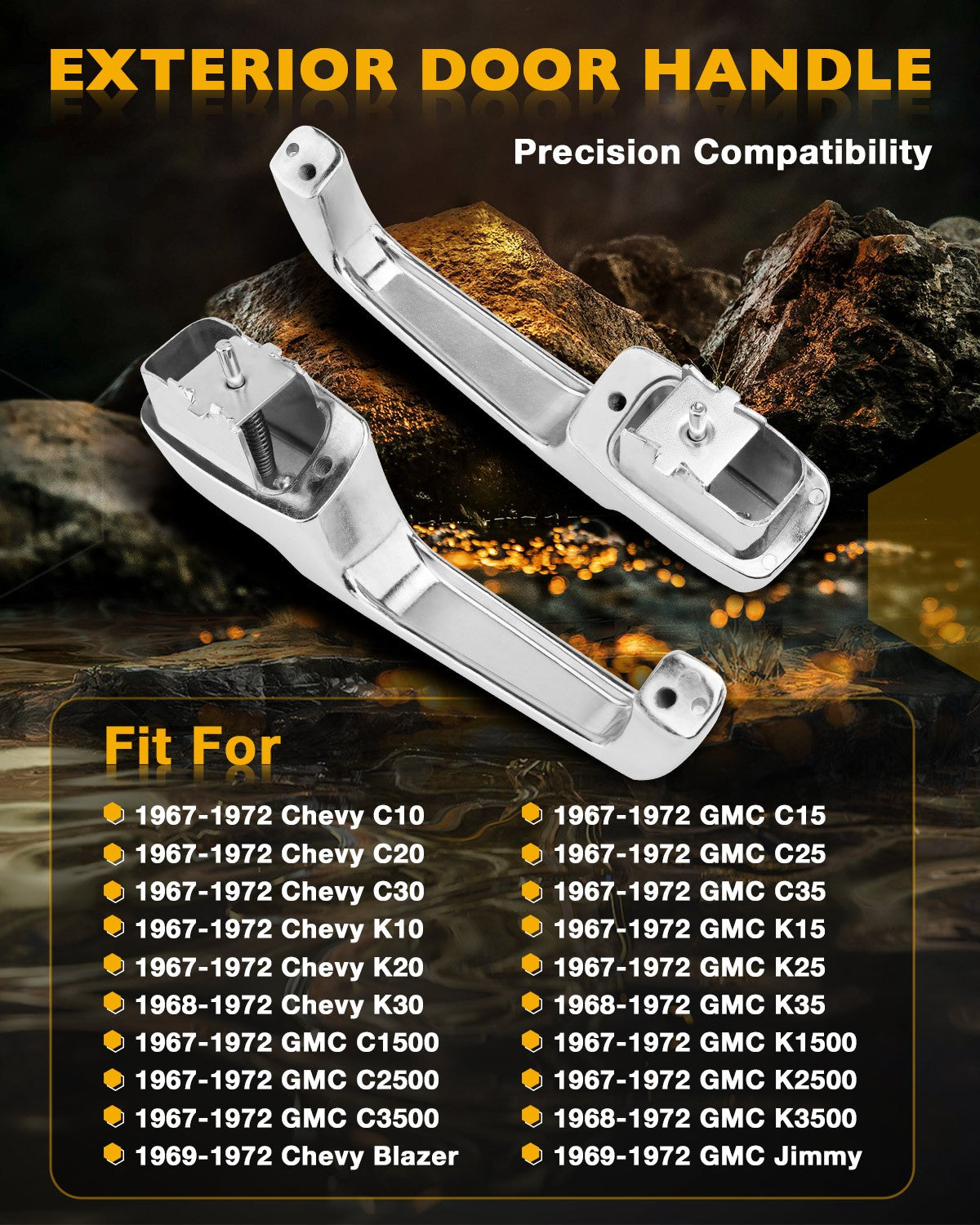 Exterior Chrome Door Handles Set For 1967-72 Chevy C10 C20 C30 GMC K1500 Pickup