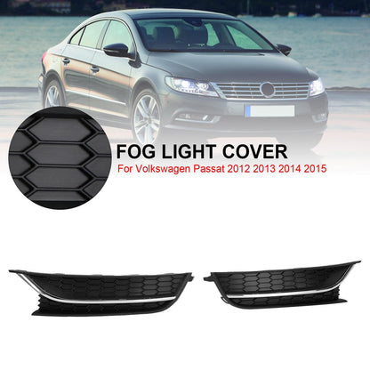 2PCS Front Driving Fog Light Cover For VW Passat 2012-2015 Black/Chrome